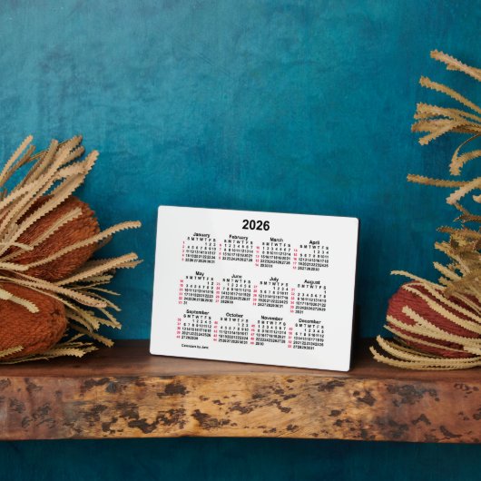 2026 White 52 Week ISO Desk Calendar, gepubliceerd Fotoplaat (Zijkant)