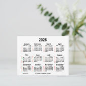 2026 White 52 Weeks Agenda van Janz Briefkaart (Staand voorkant)