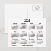 2026 White 52 Weeks Agenda van Janz Briefkaart (Voorkant / Achterkant)