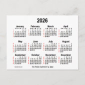 2026 White 52 Weeks Agenda van Janz Briefkaart (Voorkant)