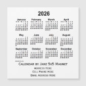 2026 White Business Calendar van Janz 5x5 Magnet (Voorkant)