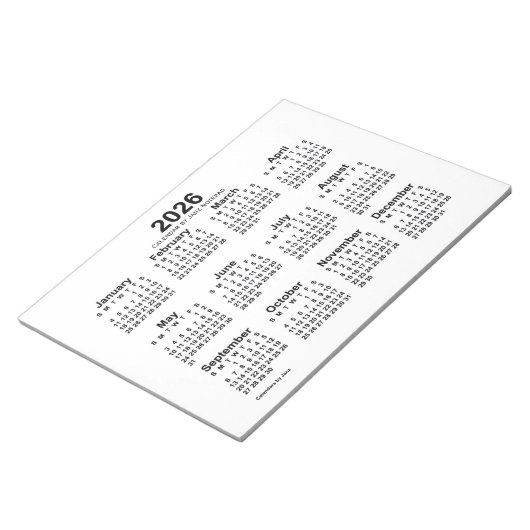 2026 White Calendar van Janz 11x8.5-laptop Notitieblok (Schuin)