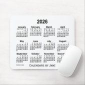 2026 White Calendar van Janz Muismat (Met muis)