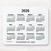 2026 White Calendar van Janz Muismat (Voorkant)