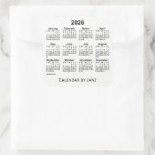 2026 White Calendar van Janz Square Sticker (Tas)
