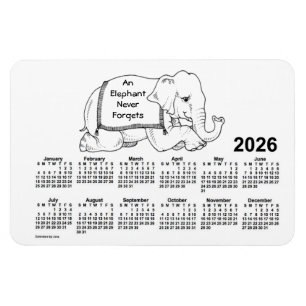 2026 White Elephant Calendar door Janz 4x6 Magnet Magneet