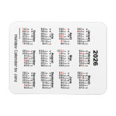 2026 White Holiday Calendar van Janz Magnet Magneet (Horizontaal)