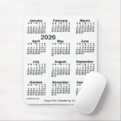 2026 White Large Print Calendar van Janz Muismat (Met muis)