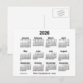 2026 White Mini Calendar van Janz Briefkaart (Voorkant / Achterkant)