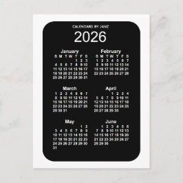 2026 White Neon 6 maanden Mini Calendar van Janz Briefkaart
