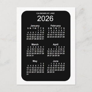 2026 White Neon 6 maanden Mini Calendar van Janz Briefkaart