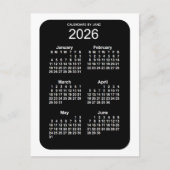 2026 White Neon 6 maanden Mini Calendar van Janz Briefkaart (Voorkant)