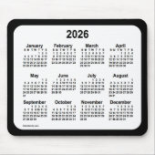 2026 White on Black Calendar van Janz Two Tone Muismat (Voorkant)