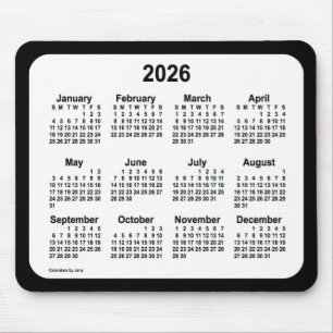 2026 White on Black Calendar van Janz Two Tone Muismat