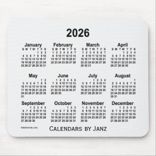 2026 White Smoke Calendar van Janz Muismat