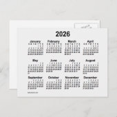 2026 White Smoke Mini Calendar van Janz Briefkaart (Voorkant / Achterkant)