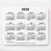 2026 Witte 52 weken ISO-kalender door Janz Muismat (Voorkant)