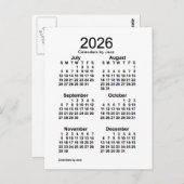 2026 Witte 6 maanden Mini Agenda van Janz Briefkaart (Voorkant / Achterkant)
