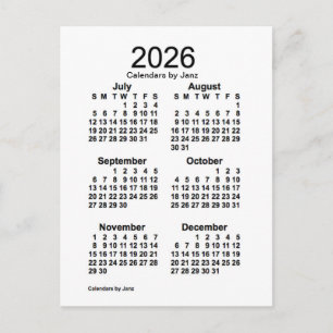 2026 Witte 6 maanden Mini Agenda van Janz Briefkaart