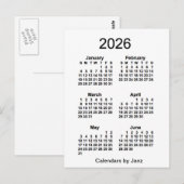 2026 Witte 6 maanden Mini Agenda van Janz Briefkaart (Voorkant / Achterkant)