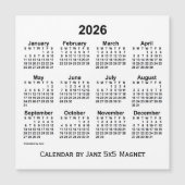 2026 Witte Agenda van Janz 5x5 Magnet (Voorkant)