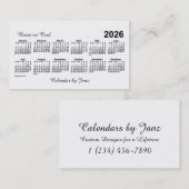 2026 Witte Agenda van Janz Visitekaartje (Voorkant / Achterkant)