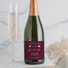 2026 Witte Burgundy Schrift Afstudeerhoed Afstuder Sparkling Wijnetiket