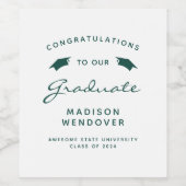 2026 Witte Groene Script Pet Graduation Wijn Etiket (Enkel label)