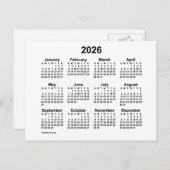 2026 Witte Mini-kalender van Janz Postcard Briefkaart (Voorkant / Achterkant)