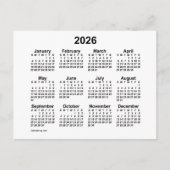 2026 Witte Mini-kalender van Janz Postcard Briefkaart (Voorkant)
