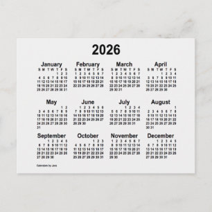 2026 Witte Rook Mini Kalender van Janz Briefkaart