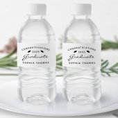 2026 Witte Zwarte Script Muts Afstuderen Waterfles Etiket
