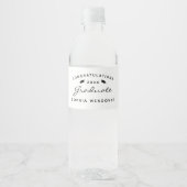 2026 Witte Zwarte Script Muts Afstuderen Waterfles Etiket (Voorkant)