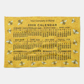 2026 Year Calendar Bee Honeycomb Apiary Custom Theedoek (Horizontaal)
