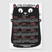 2026 Year Calendar Mid-Century Black Cat Magnet (Voorkant)