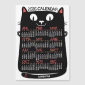 2026 Year Calendar Mid-Century Black Cat Monthly Magnetische Uitnodiging (Voorkant)