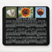 2026 Year Monthly Calendar Black Custom 3 Photos Muismat (Voorkant)
