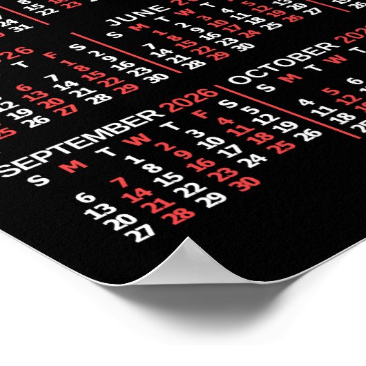 2026 Year Monthly Calendar Black Custom 3 Photos Poster (Hoek)