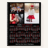 2026 Year Monthly Calendar Black Custom 9 Photos Notitieboek (Voorkant)