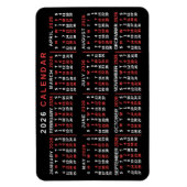 2026 Year Monthly Calendar Classic Black Red White Magneet (Verticaal)
