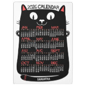 2026 Year Monthly Calendar Mid-Century Black Cat Klembord (Achterkant)