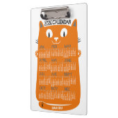 2026 Year Monthly Calendar Mid-Century Orange Cat Klembord (Links)