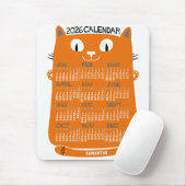 2026 Year Monthly Calendar Mid-Century Orange Cat Muismat (Met muis)