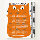 2026 Year Monthly Calendar Mid-Century Orange Cat Notitieboek (Achterkant)