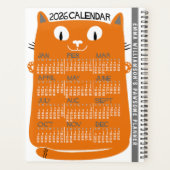 2026 Year Monthly Calendar Mid-Century Orange Cat Planner (Achterkant)