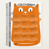 2026 Year Monthly Calendar Mid-Century Orange Cat Planner (Voorkant)