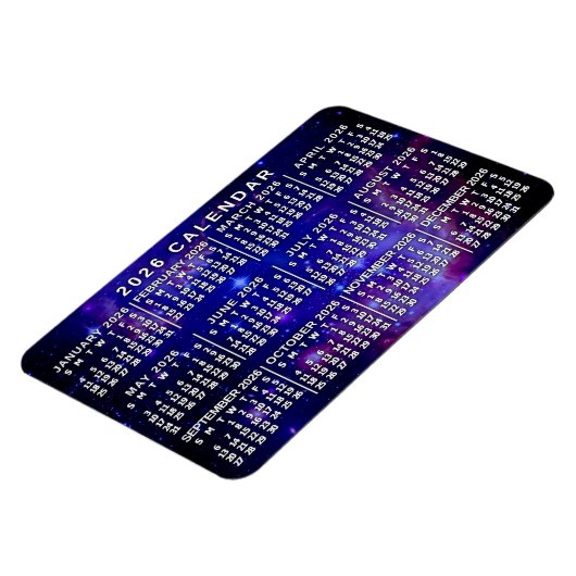 2026 Year Monthly Calendar Outer Space Nebula Magneet (Linkerzijde)
