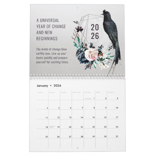 2026 Year of Change Floral Motivational  Kalender (Jan 2026)