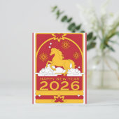 2026 Year of Horse Chinese Wall Calendar Feestdagenkaart (Staand voorkant)