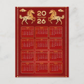 2026 Year of Horse Chinese Wall Calendar Feestdagenkaart (Voorkant)